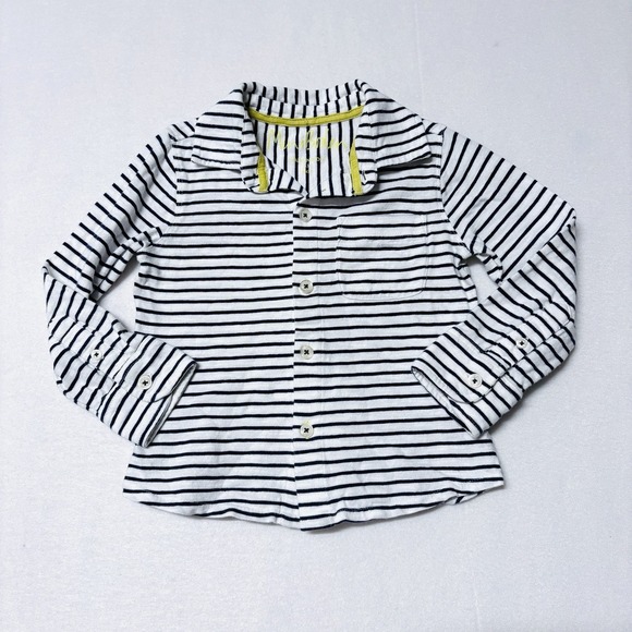 Mini Boden Polo Shirt Boys 2 - 3 Long‎ Sleeve Collared Buttons Striped Nautical - Picture 1 of 6